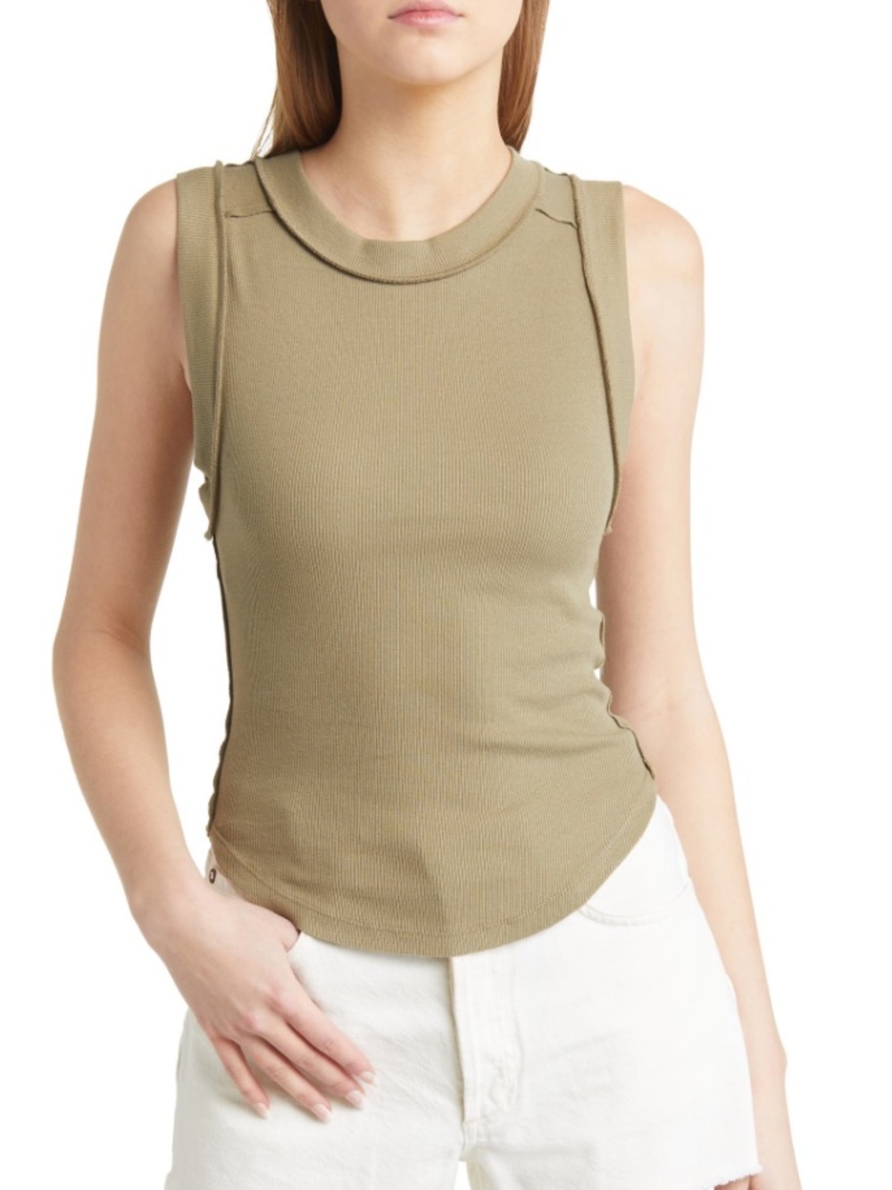 We The Free Olive Ribbed Tank Top